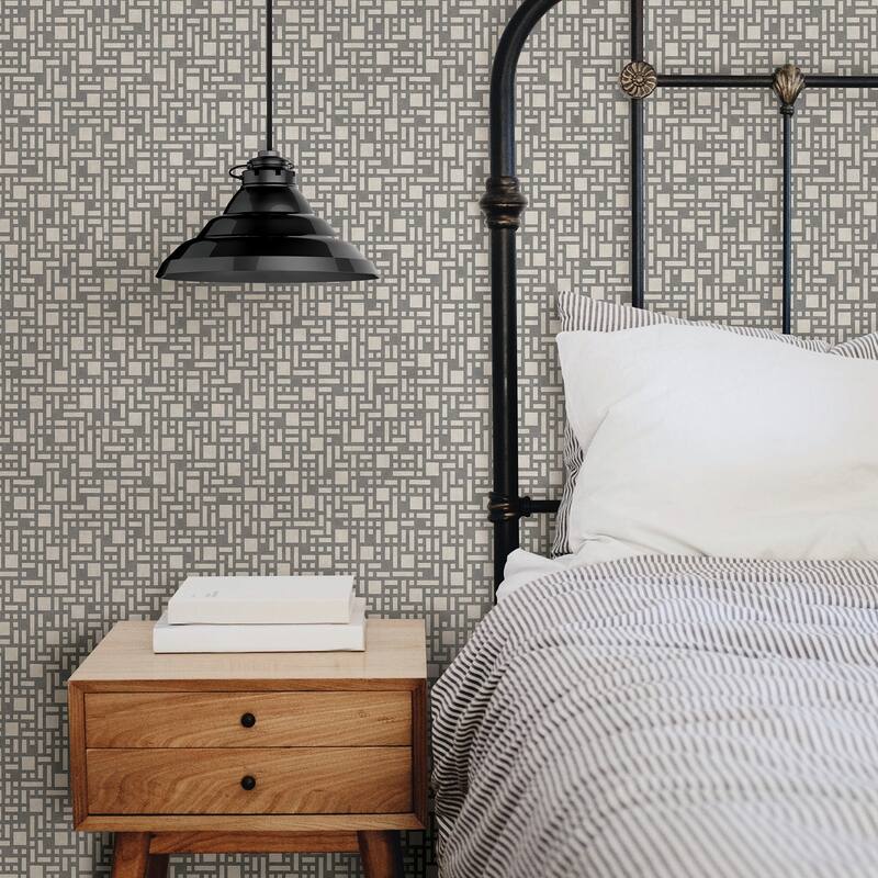 A-Street Prints Bento Grey Geometric Wallpaper