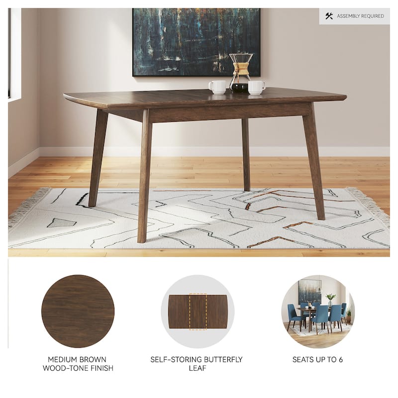 Signature Design by Ashley Lyncott Brown Rectangular Dining Butterfly Extension Table - 36"W x 48/64"D x 30"H