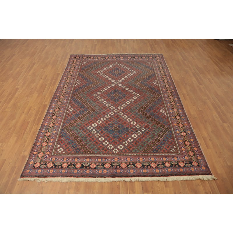 Hand Knotted Oriental 100% Wool Carpet Traditional Geometric Multi-Colored Bakhtiari Area Rug - 10' 4'' X 7' 4''