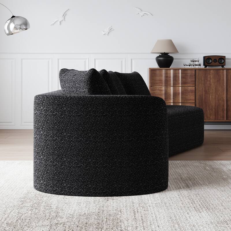 Modular Curved Sectional Sofa, Oversized Chenille Cloud Couch, Compressed Upholstered Sofa with 4 Throw Pillows