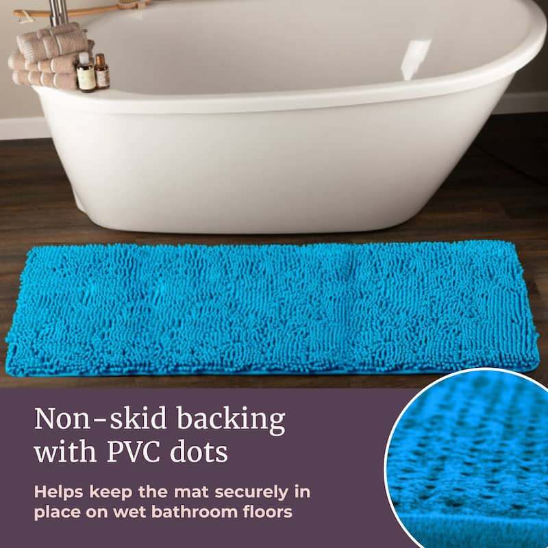 58x24-Inch Bathroom Runner with Non-Slip Backing - Absorbent High-Pile Chenille Memory Foam Bathroom Rug by Windsor Home