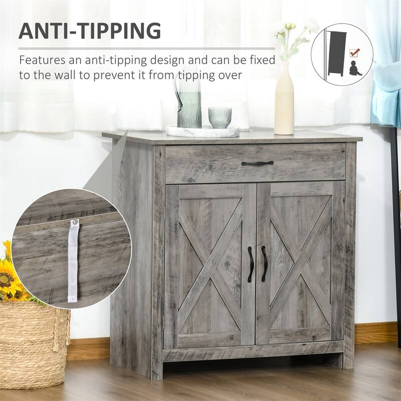 Barn Door Style Kitchen Sideboard Buffet Cabinet, 32" Accent cabinet