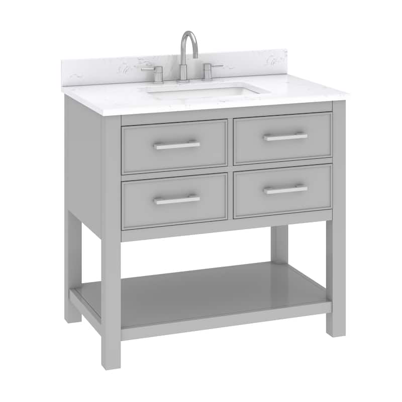 Avanity Brooks 37 in. Vanity in Chilled Gray finish and Cala White Engineered Top