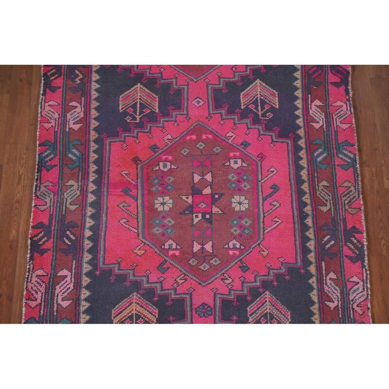 Hand Knotted Oriental 100% Wool Carpet Traditional Tribal Navy Blue & Blues Ardebil Runner Rug - 11' 10'' X 4' 1''