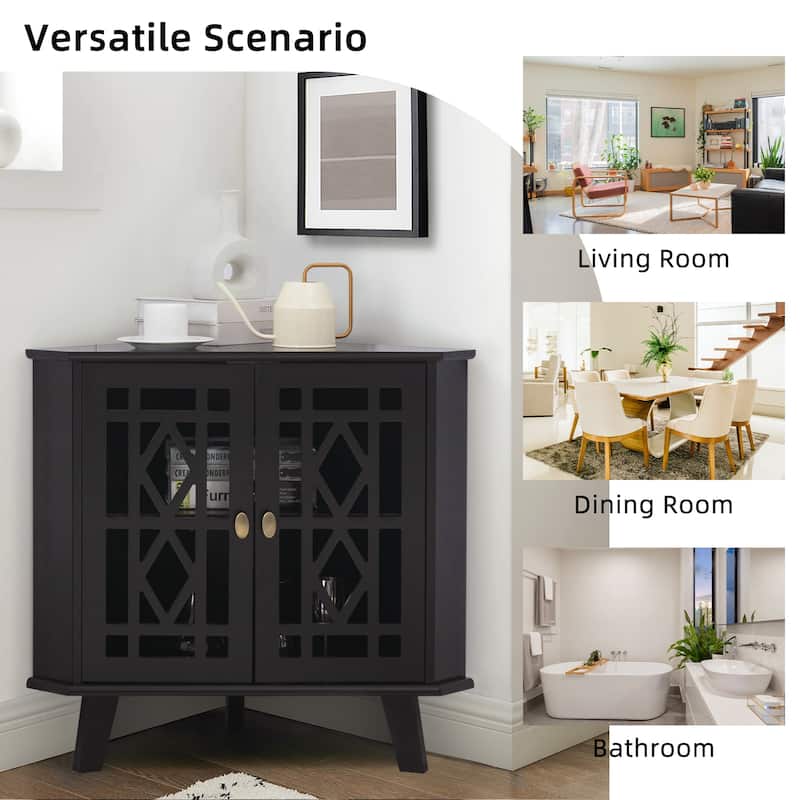 Corner Sideboard Cabinet Free-Standing Corner Storage Organizer