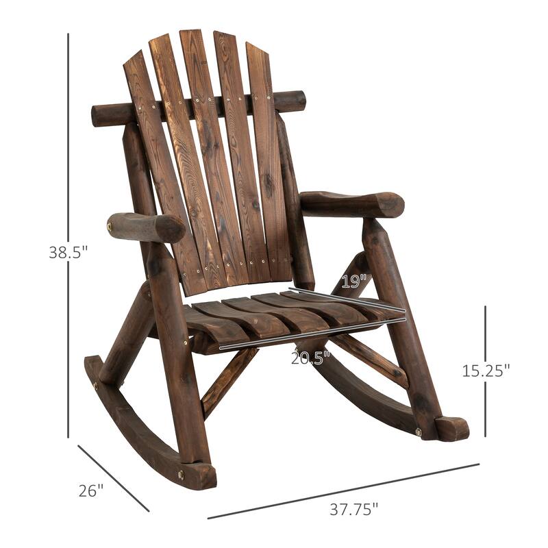 Outdoor Wooden Rocking Chair, Single-person Adirondack Rocking Patio Chair, Slatted Seat and Backrest for Indoor, Backyard