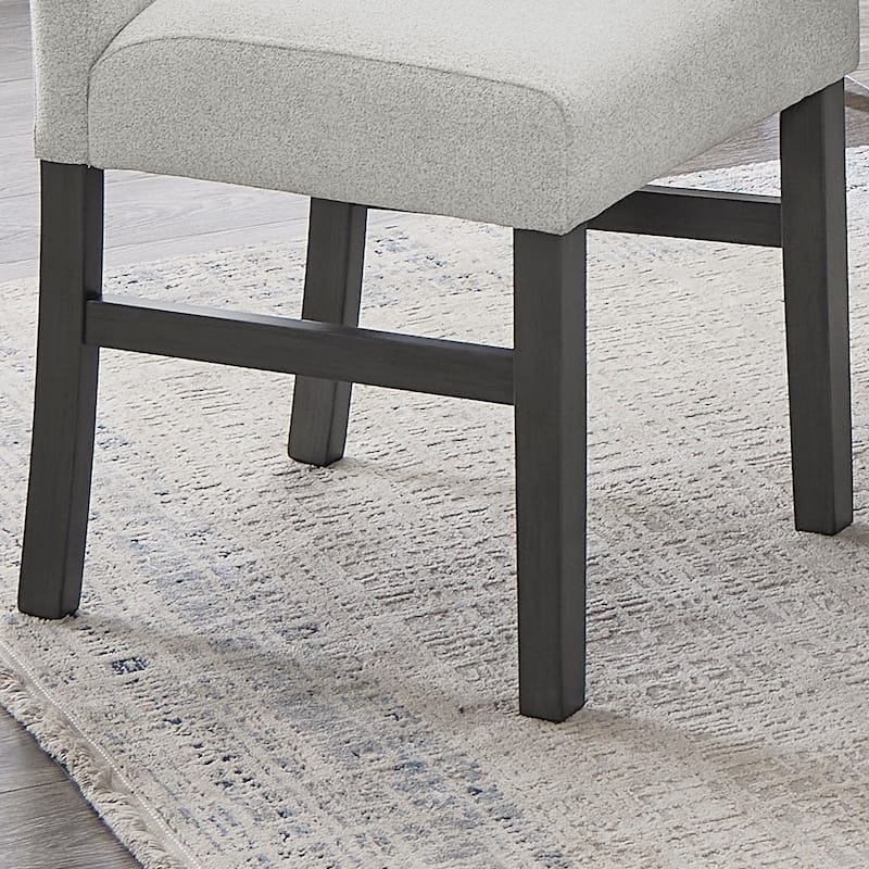 Selena Set of 2, Light Gray Fabric Parsons Dining Side Chairs with Gray Wood Legs