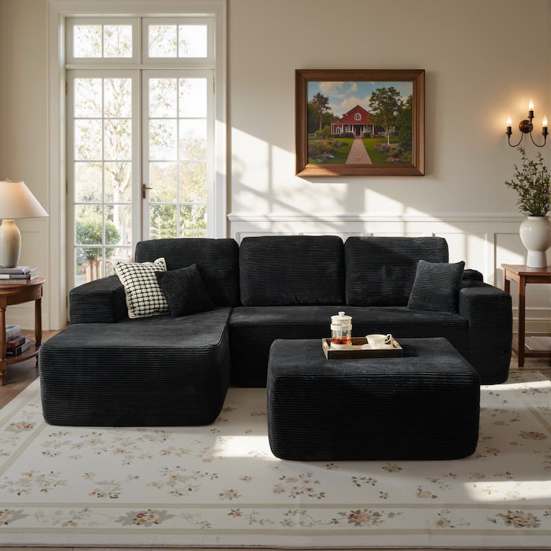​​OVIOS Lazy Chaise Lounge Sofa with Ottoman​