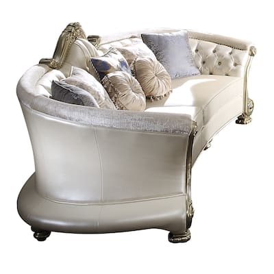 Mandrake Pearl and Gold Patina Sofa with 7 Pillows