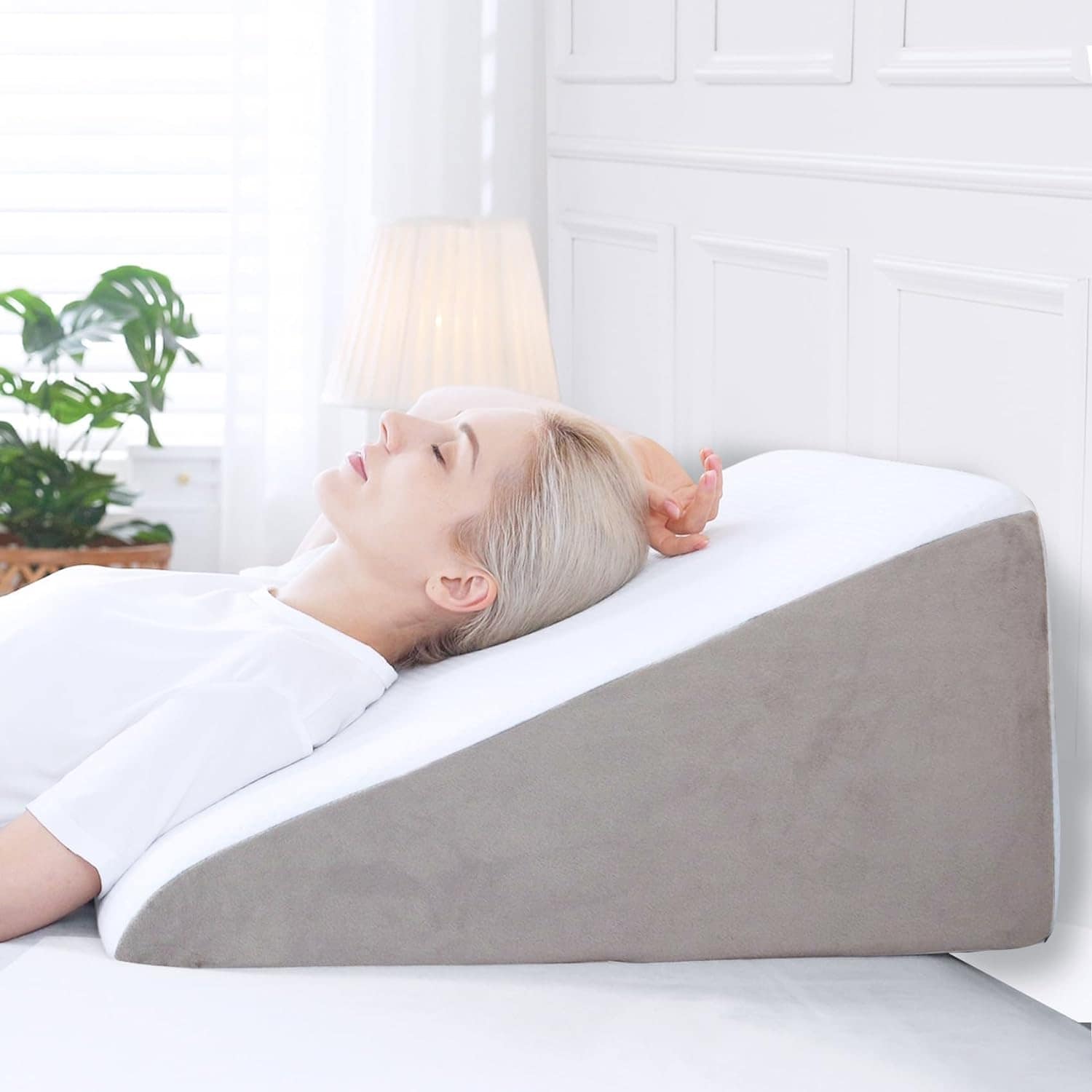 12 Inch Memory Foam Wedge Pillow for After Surgery Bed Wedge Pillow for Sleeping
