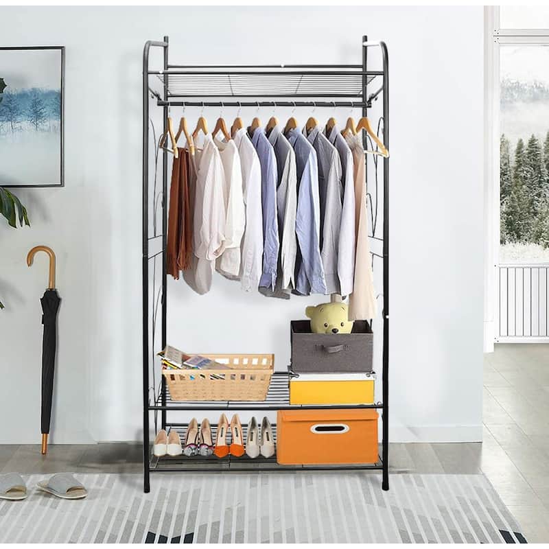 Garment Stand 3 Tiers Clothes Rack Wire Shelving Freestanding Closet - 31x14.2x63.3 inch
