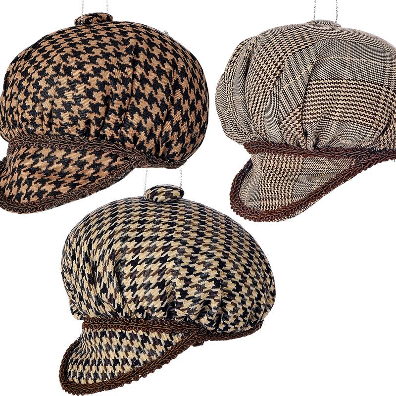 4" Fabric Caddy Country Club Cap Ornament Set of 3