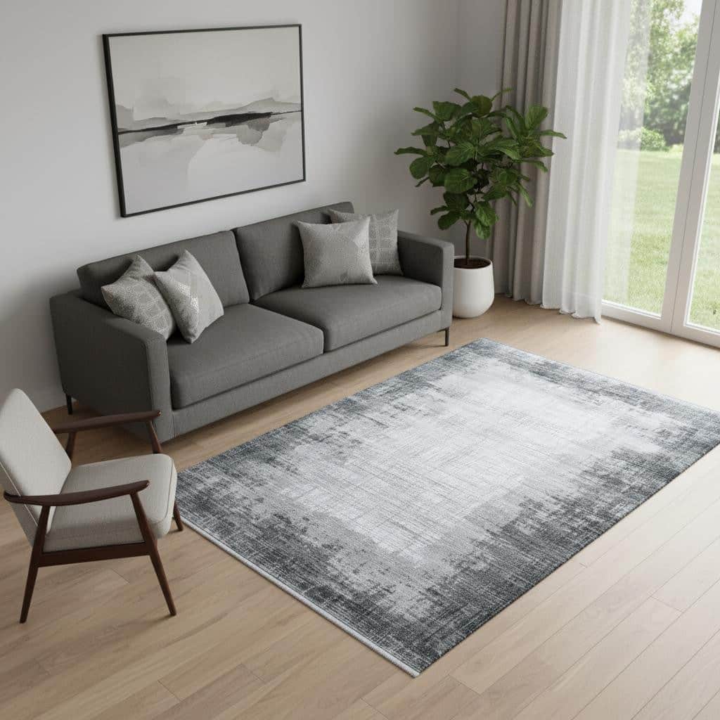 HomeRoots Abstract Contemporary Rectangle Area Rug - 5' X 8'