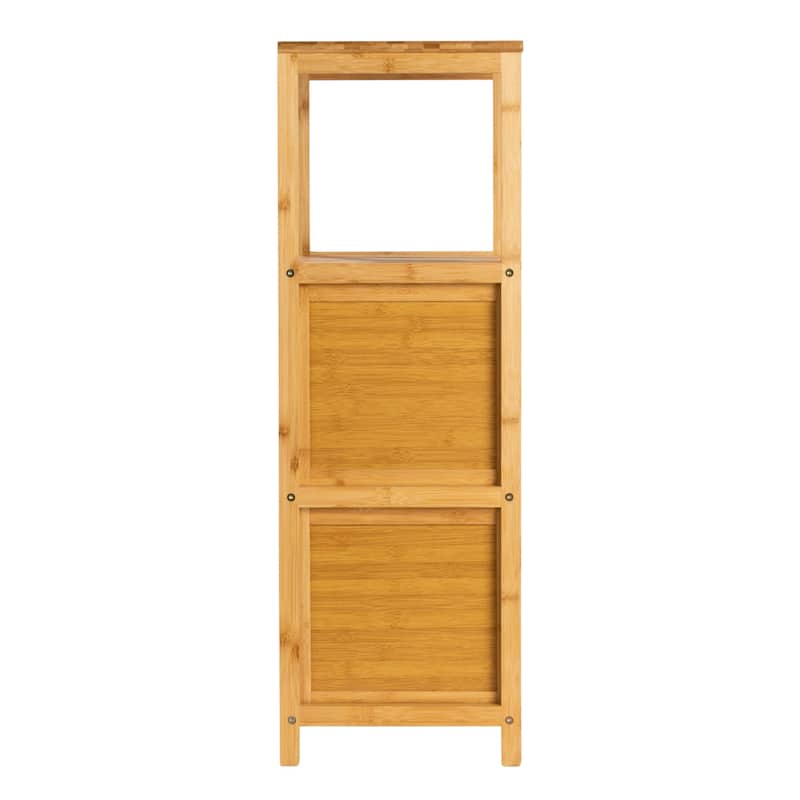 Household Essentials Bamboo 3-Tier Slatted Shelf with Crates - 11.8"L x 11.8"W x 35.0"H