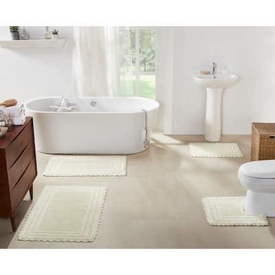 Better Trends Bath Rugs Set 100% Cotton Soft & Water Absorbent Tufted Bathroom Rug for Shower, Sink Bath Mats Lilly Crochet