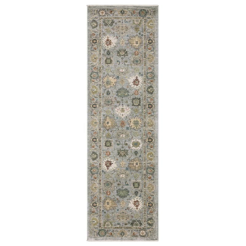 Esme Vintage Oriental Ivory/ Multi Area Rug - 2' 3" x 7' 6" - Blue/ Multi - Runner