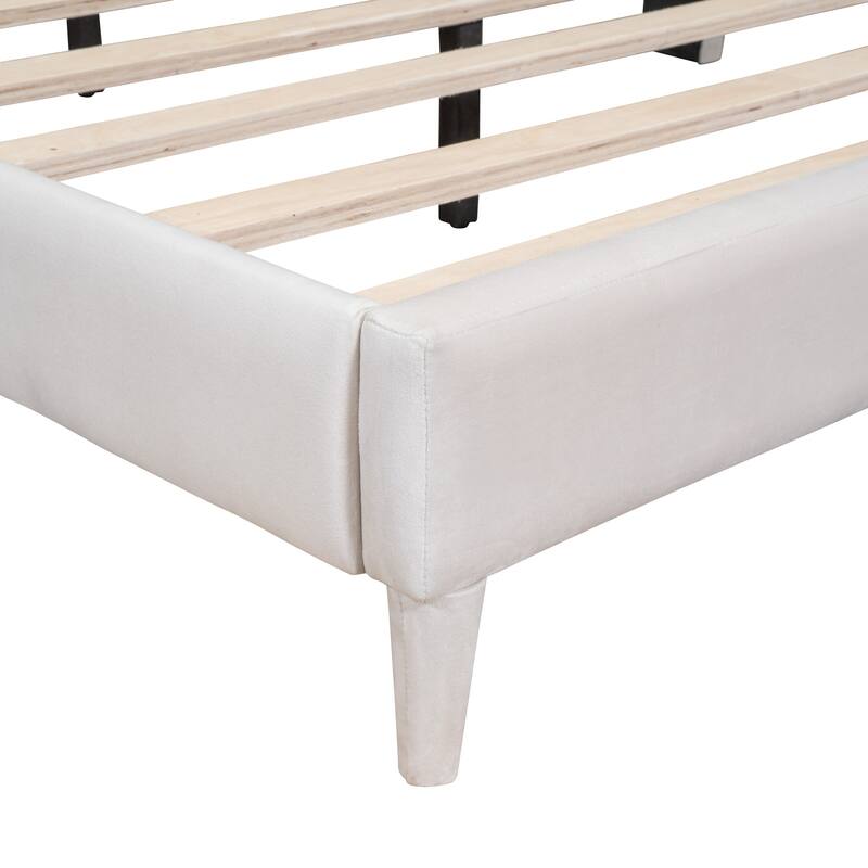 Velvet Platform Bed with Headboard