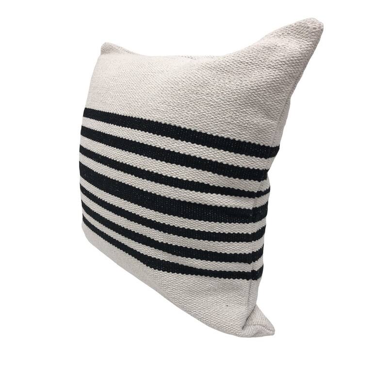 Sevita Black/White Striped Natural Cotton Square Throw Pillow, Set of 2