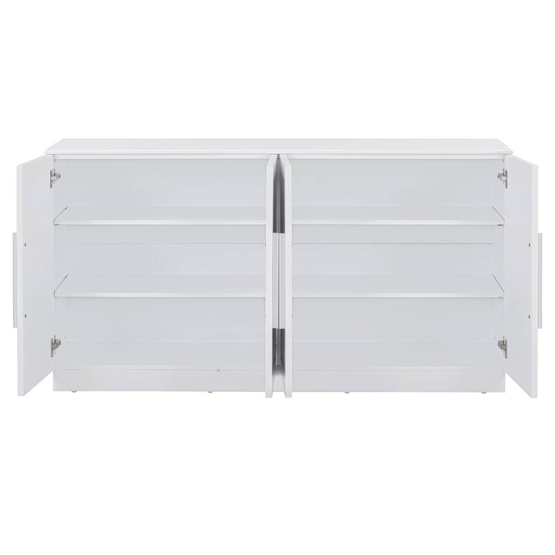 Sideboard Buffet Cabinet with Storage, with Adjustable Shelves and Silver Handles Sideboard Cabinet for Kitchen, Living Room