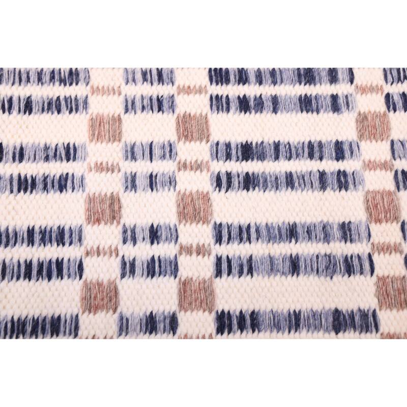 ECARPETGALLERY Flat-Weave Nevada Navy Wool Kilim - 5'3 x 7'6