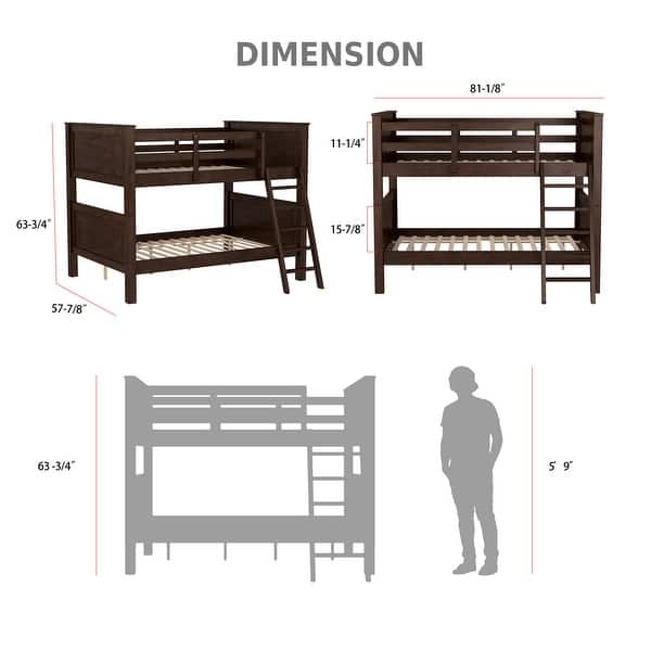 Dylan Transitional Walnut Solid Wood Convertible Bunk Bed by Furniture of America
