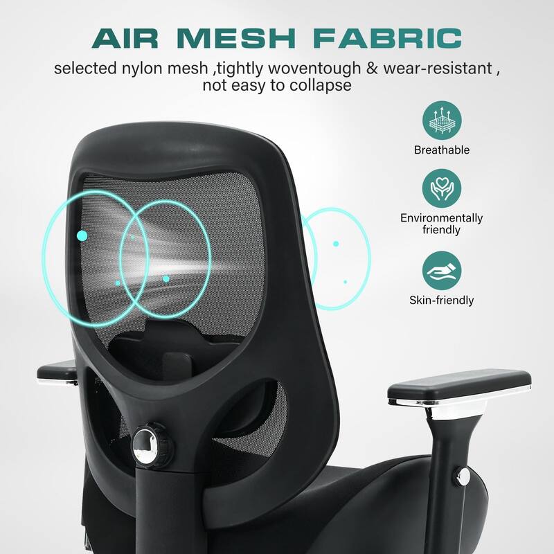 Big and Tall Office Chair with Wide Thick Seat Cushion for Heavy People, Ergonomic Computer Mesh Desk Chairs with Armrests