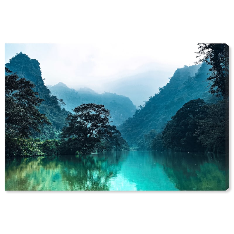Wynwood Studio Canvas Nature and Landscape Fresh River View Green and Modern & Contemporary Wall Art Canvas Print