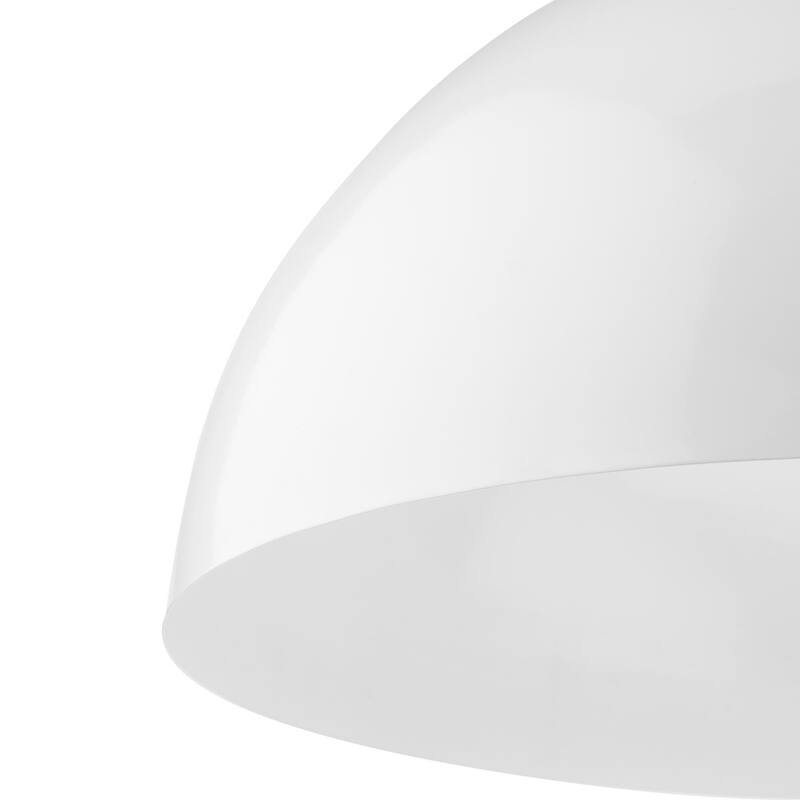 Perimeter Collection One-Light White Mid-Century Modern Pendant with metal Shade - 23.62 in x 23.62 in x 12.5 in