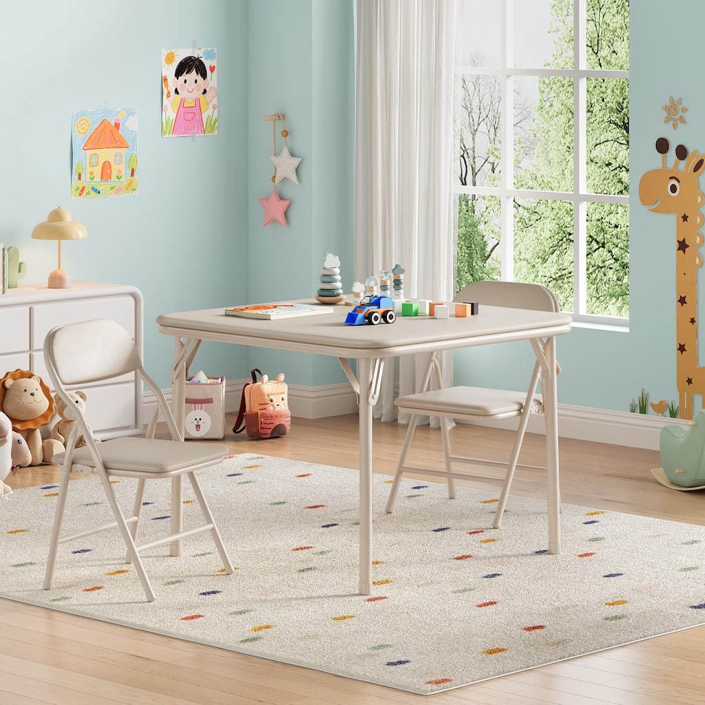 3/5-Piece Kids Folding Table and Chairs Set, Toddlers Children's Activity Table and Chairs Set
