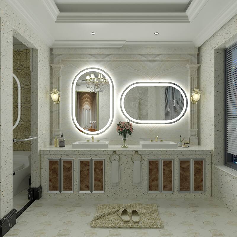 UL Certified Oval LED Lighted Anti-fog Wall Bathroom Vanity Mirror