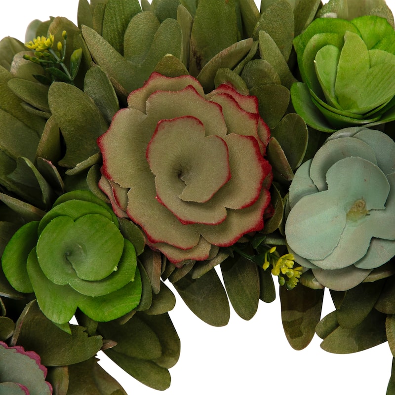 Wooden Mini Flowers Artificial Spring Wreath - 14"