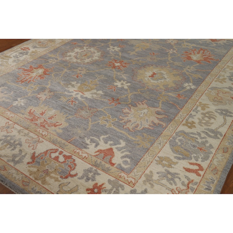 Transitional Grey Oushak Turkish Area Rug Handmade Wool Carpet - 8'3" x 9'9"