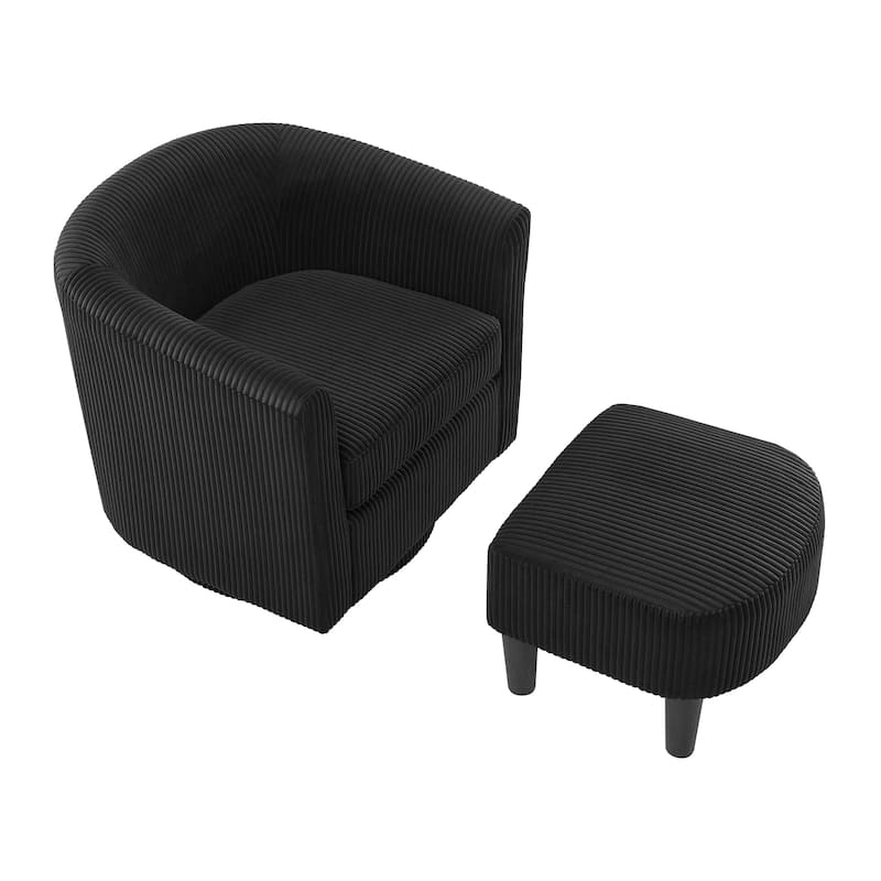 Corduroy Swivel Accent Chair with Ottoman