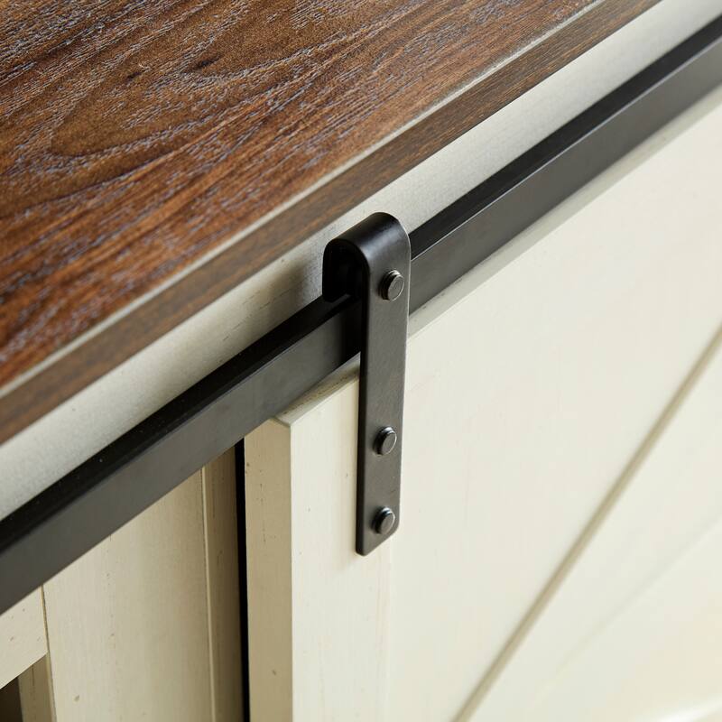 TV stand for 65/70/75-inch TVs with Outlets and a Sliding Barn Door