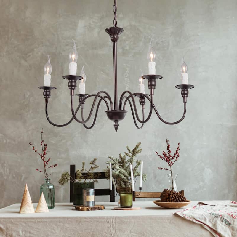 Modern Farmhouse 6-Light Chandelier Classic Candle Light for Dining Room