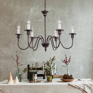 Modern Farmhouse 6-Light Chandelier Classic Candle Light for Dining Room