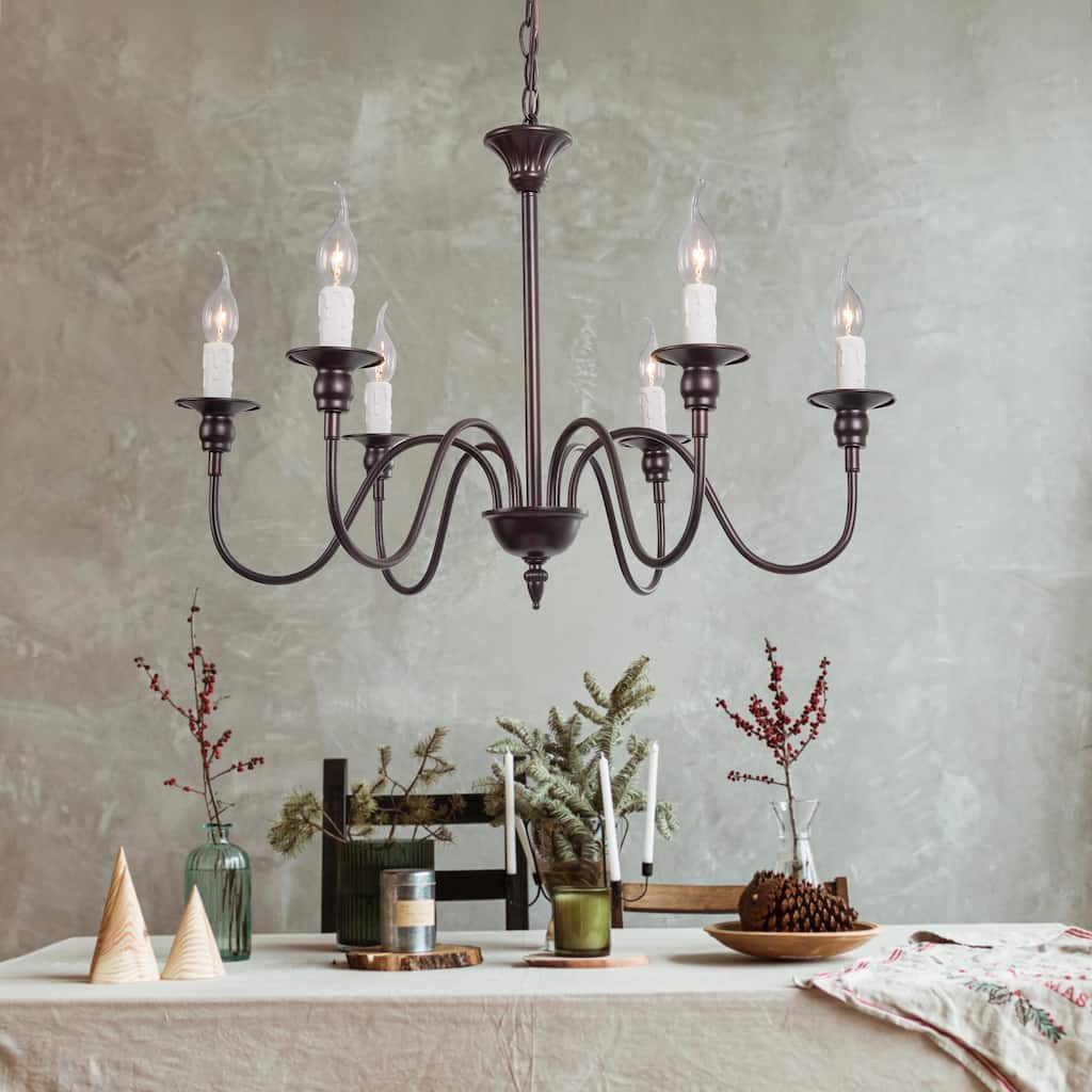 Modern Farmhouse 6-Light Chandelier Classic Candle Light for Dining Room