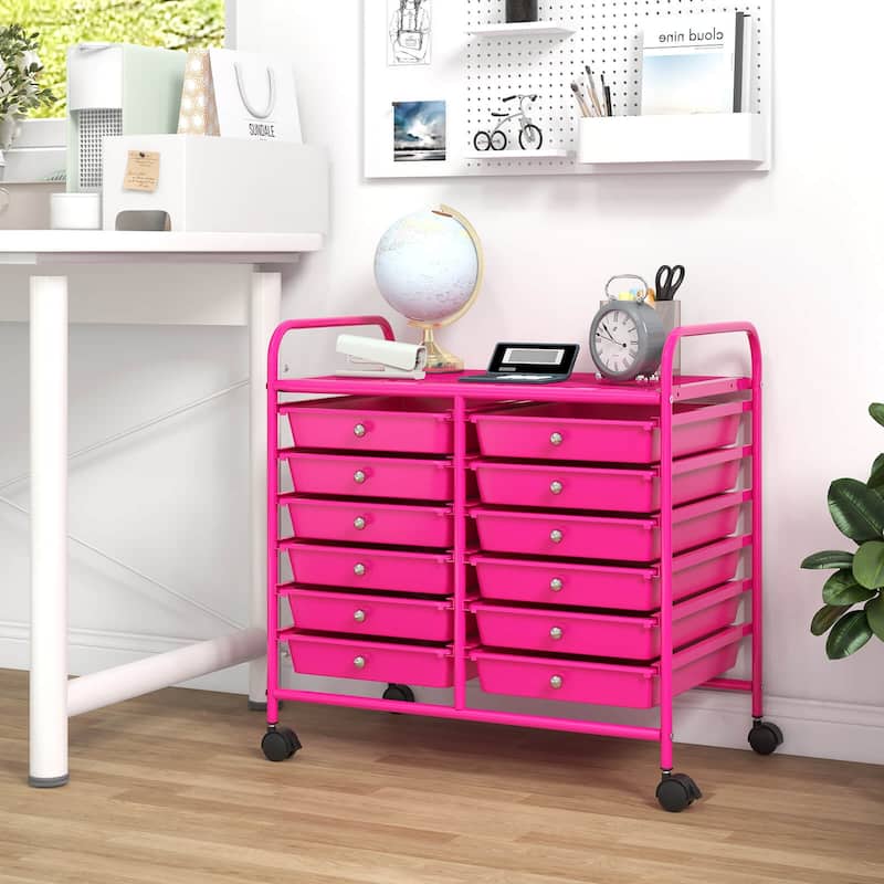 Costway 12 Drawers Rolling Cart Storage Scrapbook Paper Studio - See Details