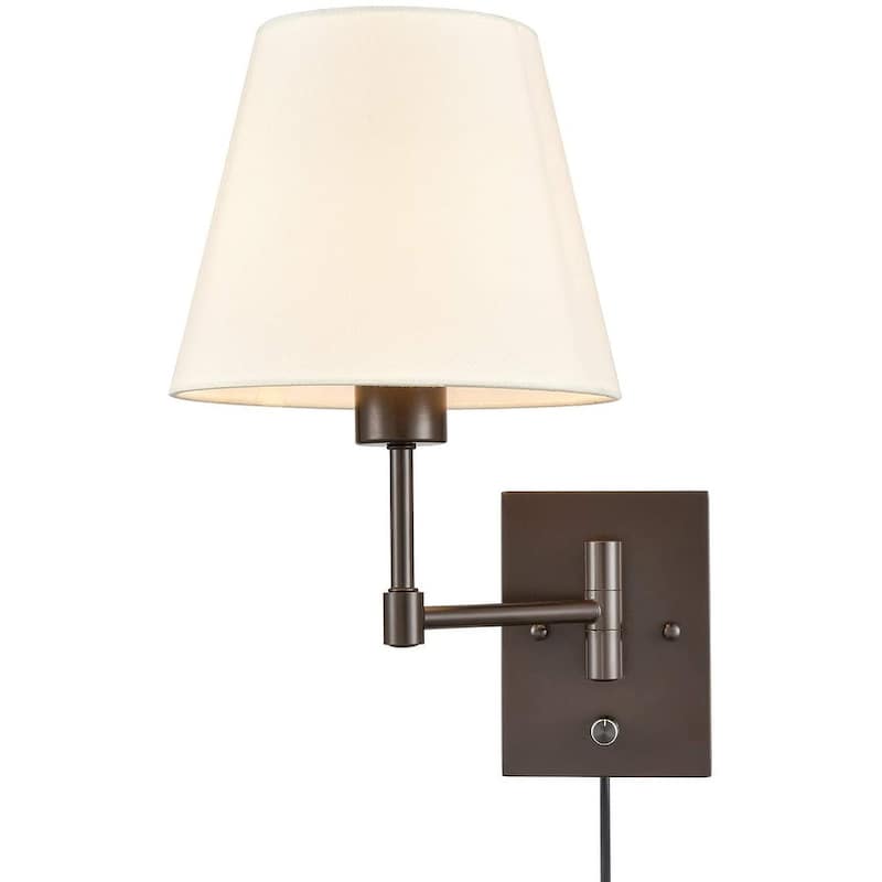 Udine Traditonal 2-Pack Plug in Wall Lights Fabric Shade Swing Arm Wall Lamps