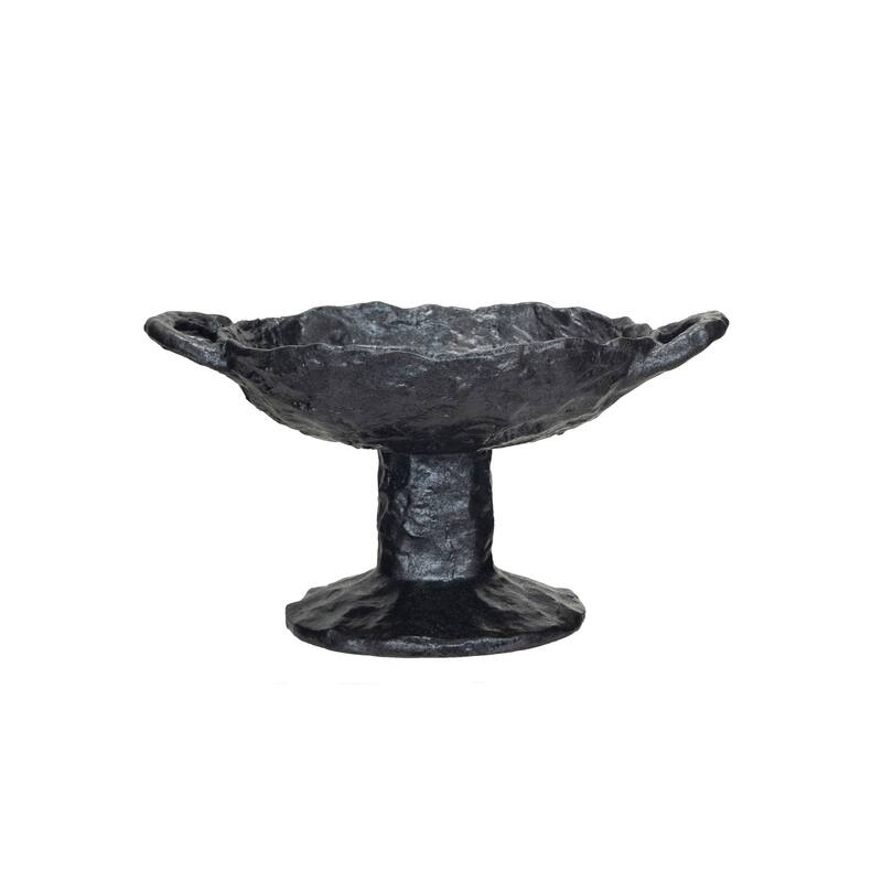 Stoneware Footed Plate with Handles and Reactive Glaze - 9.5"L x 7.1"W x 5.1"H - 9.5"L x 7.1"W x 5.1"H - Black