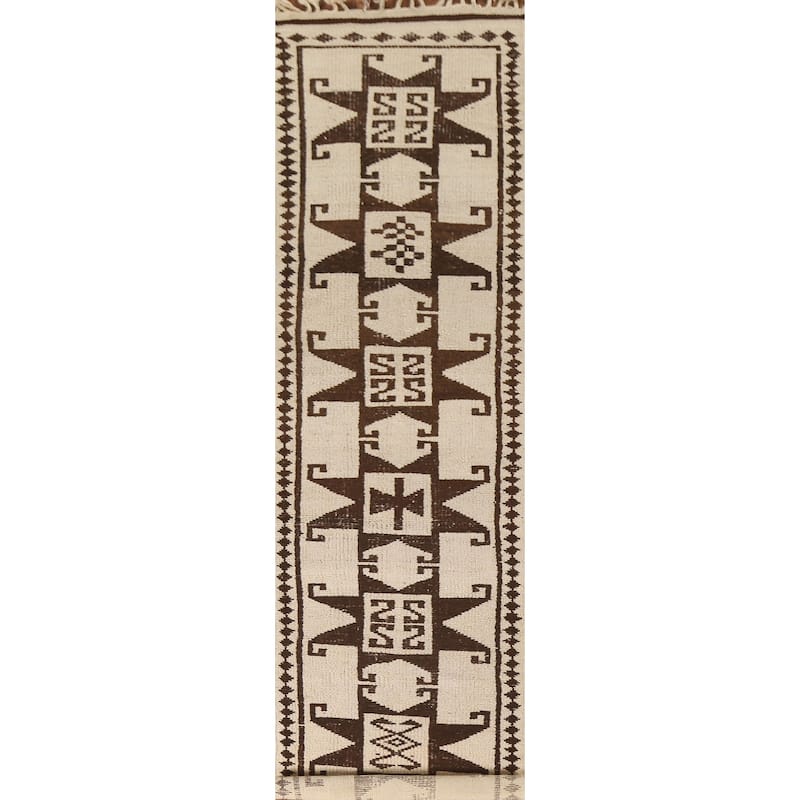 Turkish Anatolian Runner Rug Hand-knotted Natural Dye Wool Carpet - 2'10"x 15'1"