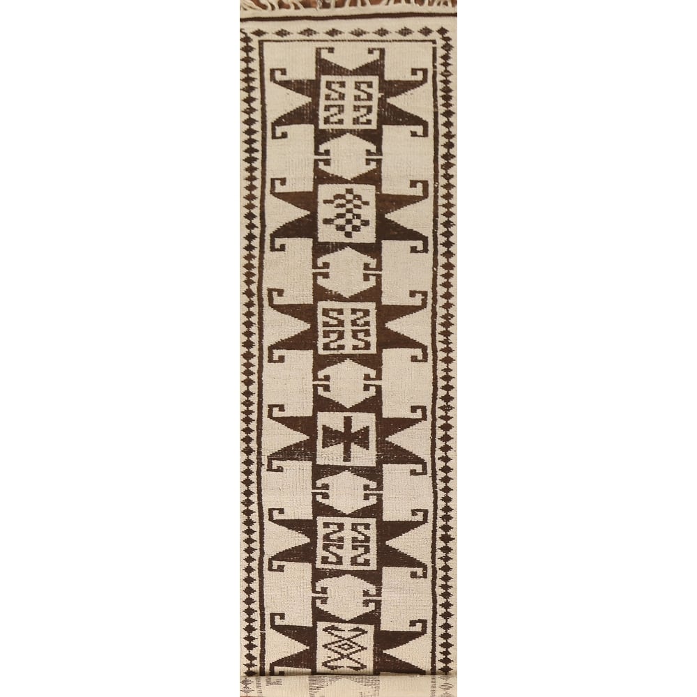 Turkish Anatolian Runner Rug Hand-knotted Natural Dye Wool Carpet - 2'10"x 15'1"