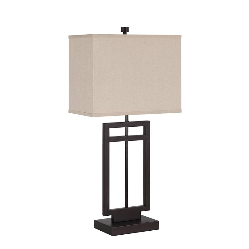 Angular Lines Table Lamp with Rectangular Shade - 30.5" - Bronze Finish