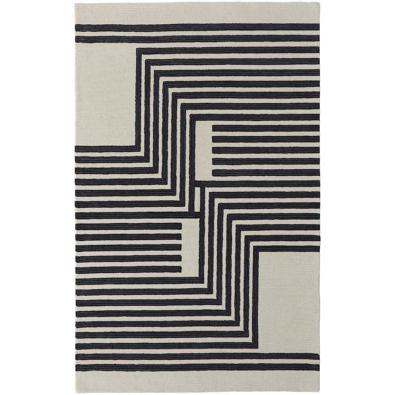 Vuyu Hand Tufted Geometric Abstract Stain Resistant Area Rug By HomeRoots - 5' X 8'