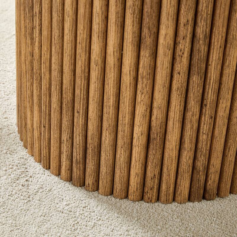 Modern Round Coffee Table with Cylindrical Legs Wooden Center Table with Concealed Storage Space Living Room Tea Table