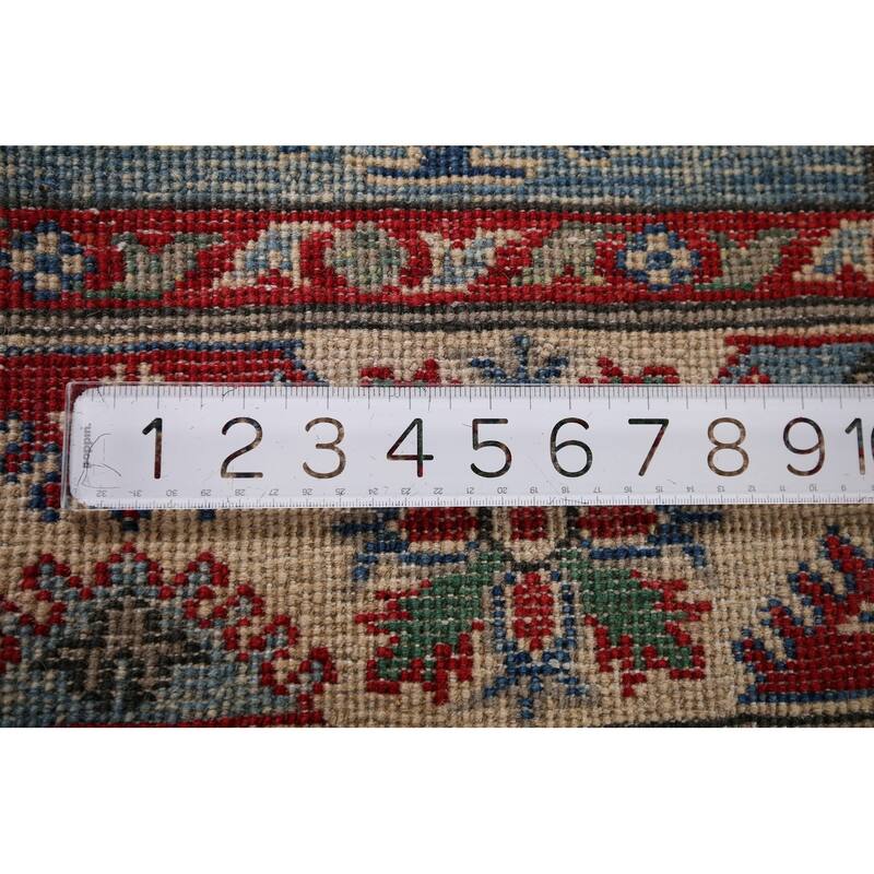 Light Blue Kazak Oriental Foyer Rug Handmade Wool Carpet - 4'1" x 5'11"