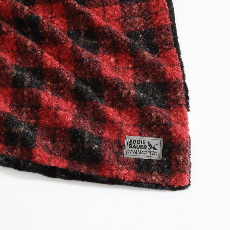 Eddie Bauer Printed Boucle/Faux Fur Throw Blanket