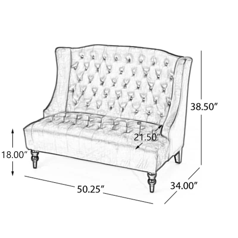 Roomfitters 50-Inch Modern Glam Wingback Loveseat, Button-Tufted Velvet Settee with Turned Legs
