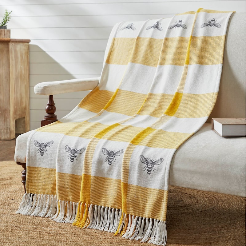 Buzzy Bees Woven Throw 50x60 - 50x60 - Yellow