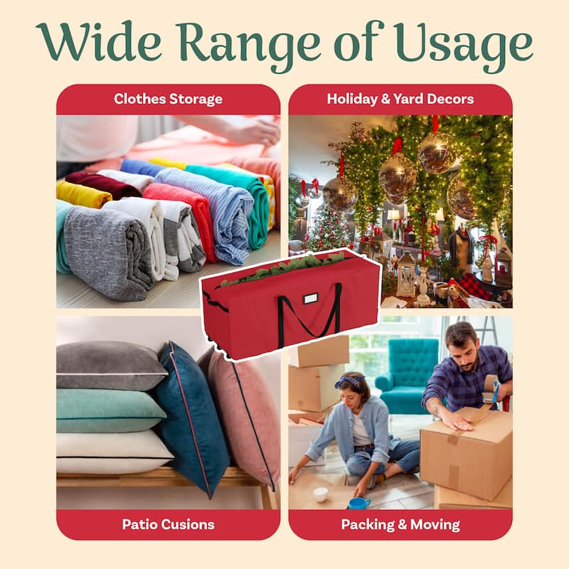 Rolling Christmas Tree Storage Bag- For 12 FT Artificial Trees-Green Canvas Duffel with Wheels by Hastings Home